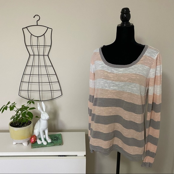 Sheer back striped sweater. - Picture 3 of 6